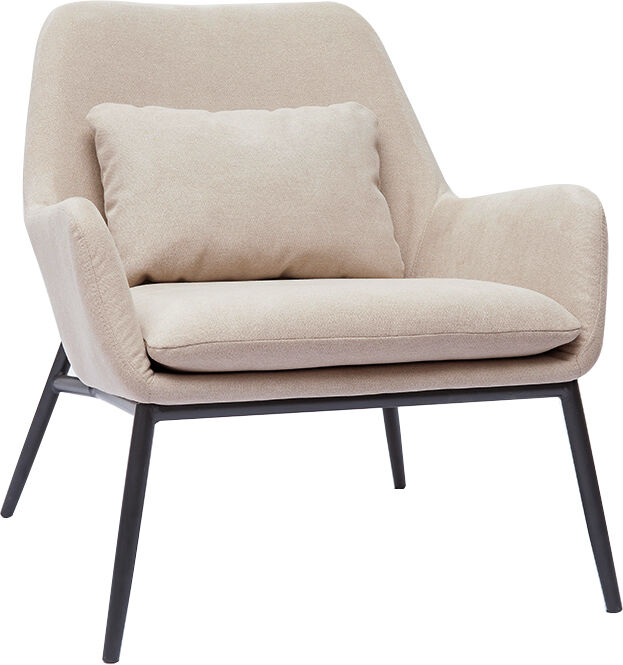 Miliboo Fauteuil design en tissu effet velours beige et métal noir MAXINE