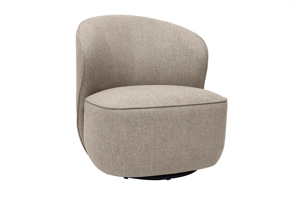 Miliboo Fauteuil design pivotant en tissu effet velours texturé taupe AMBER