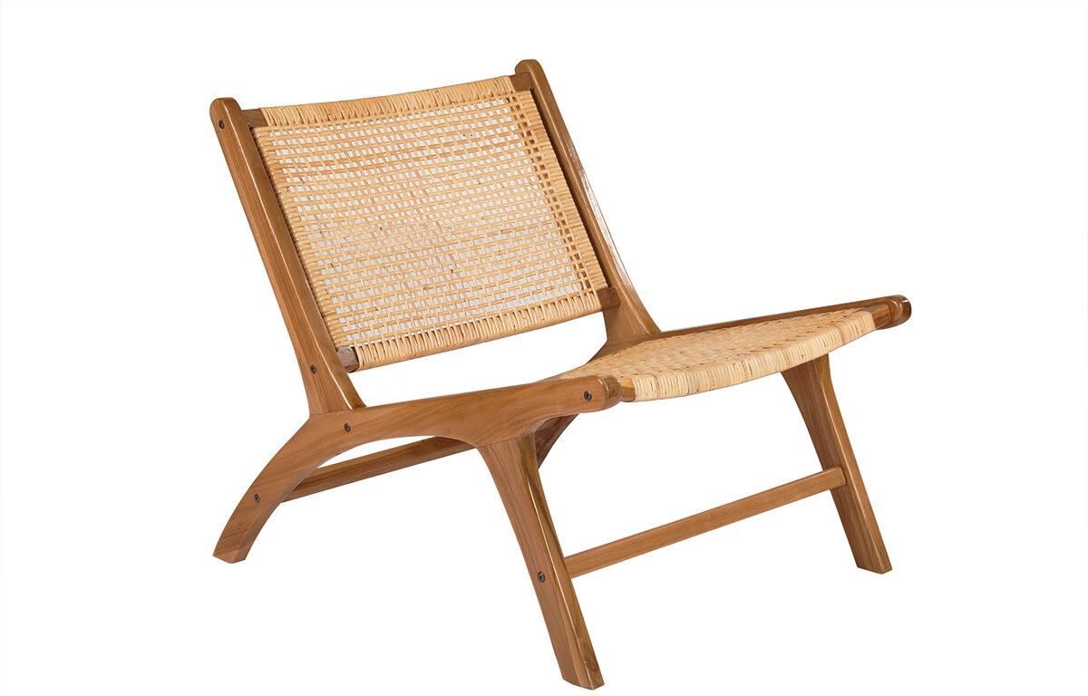 Miliboo Fauteuil ethnique en bois teck massif et cannage en rotin naturel HAMMA