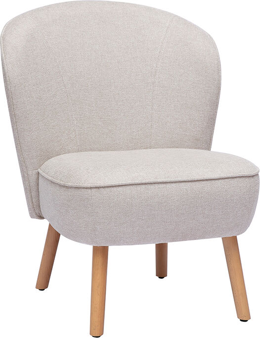 Miliboo Fauteuil scandinave en tissu effet velours texturé beige et bois clair AMANITA