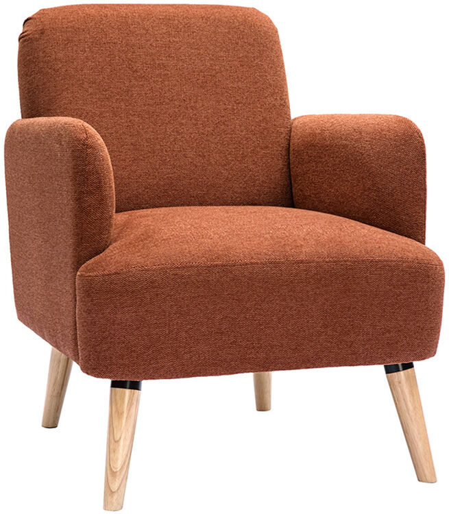 Miliboo Fauteuil scandinave en tissu effet velours texturé terre brûlée et bois clair ISKO