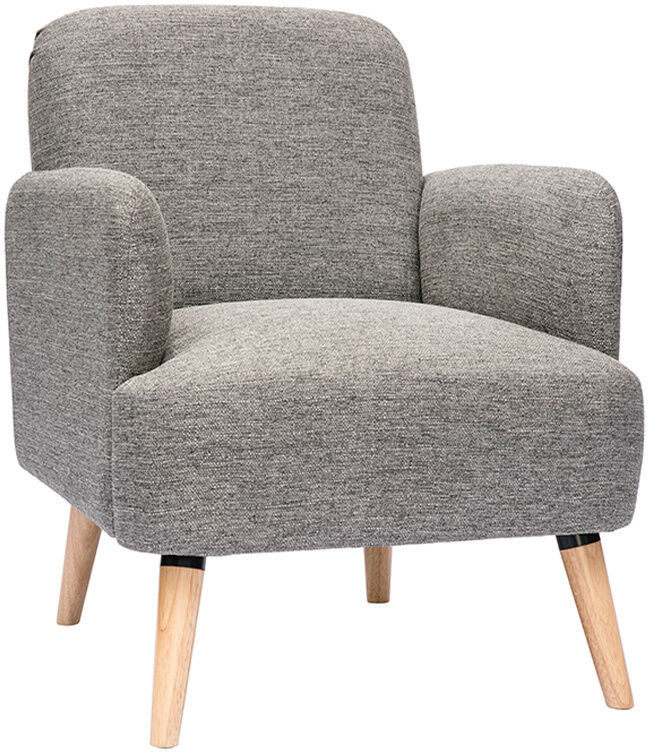 Miliboo Fauteuil scandinave en tissu gris clair et bois clair ISKO