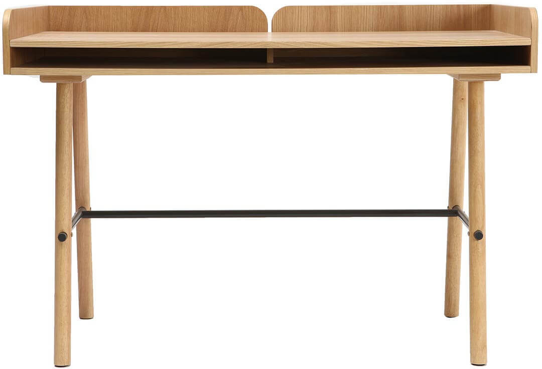 Miliboo Bureau avec rangements scandinave bois clair et métal noir L123 cm JAPANSK