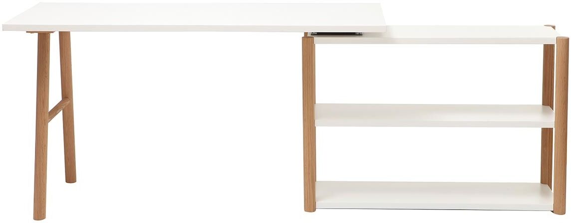 Miliboo Bureau modulable scandinave blanc et bois chêne massif L140-203 cm GILDA