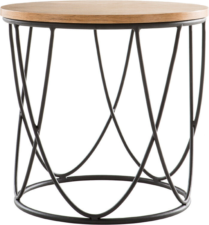 Miliboo Table d'appoint ronde bois clair chêne et métal noir D42 cm LACE