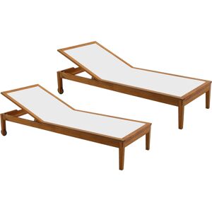 Miliboo Bains de soleil blanc et bois massif (lot de 2) NAVEEN