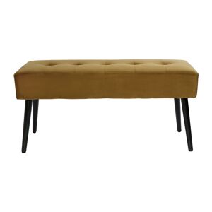 Miliboo Banc design capitonne en tissu velours bronze et metal noir L95 cm GUESTA