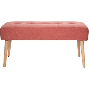 Miliboo Banc scandinave capitonne en tissu effet velours texture terracotta et bois clair L95 cm GUESTA