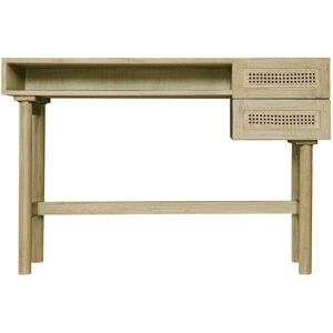 Miliboo Bureau avec rangements 2 tiroirs bois clair et cannage rotin L120 cm GALINA