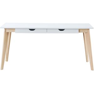 Miliboo Bureau avec rangements 2 tiroirs scandinave blanc et bois clair L160 LEENA