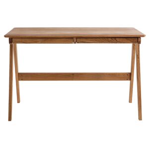 Miliboo Bureau avec rangements 2 tiroirs vintage bois clair chene massif L120 cm CASSIA