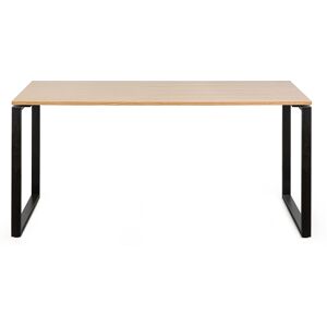 Miliboo Bureau industriel bois clair chene et metal noir L160 cm OPAL