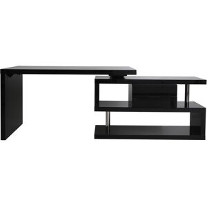 Miliboo Bureau modulable design avec rangements 2 tiroirs noir laque L140-218 cm MAX