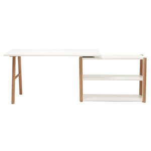 Miliboo Bureau modulable scandinave blanc et bois chene massif L140 203 cm GILDA