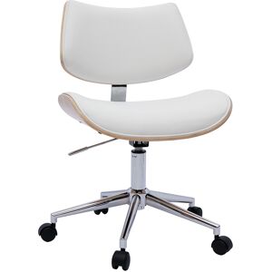 Miliboo Chaise de bureau a roulettes design blanc bois clair chene et metal MALMO