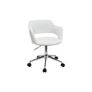 Miliboo Chaise de bureau a roulettes design blanc et acier chrome JESSY