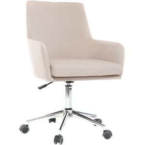 Miliboo Chaise de bureau a roulettes en tissu beige et acier chrome SHANA