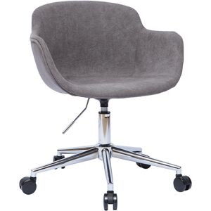 Miliboo Chaise de bureau a roulettes en tissu effet velours gris et acier chrome AARON