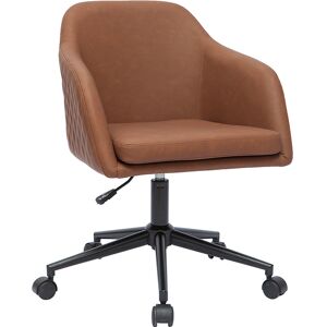 Miliboo Chaise de bureau a roulettes marron et metal noir DOUG