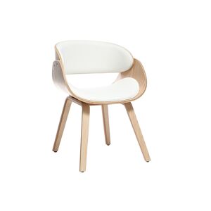 Miliboo Chaise design blanc et bois clair BENT