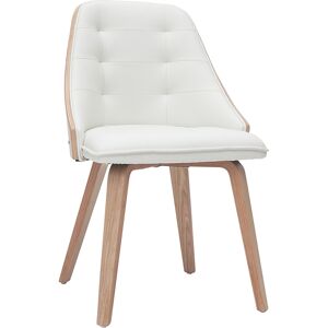 Miliboo Chaise design blanc et bois clair FLUFFY