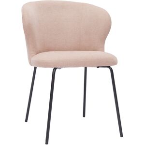 Miliboo Chaise design en tissu effet velours rose poudre et metal noir YDA