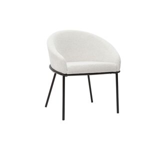 Miliboo Chaise design en tissu velours chenille blanc casse et metal noir JENNA