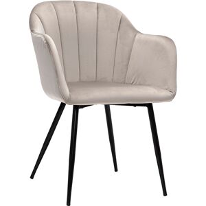 Miliboo Chaise design en tissu velours taupe et metal noir MILLY