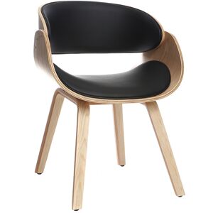 Miliboo Chaise design noir et bois clair BENT