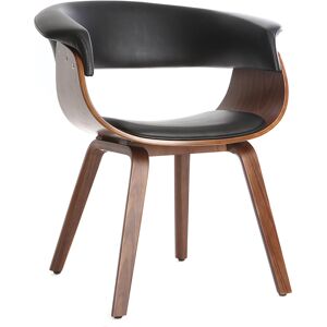 Miliboo Chaise design noir et bois fonce noyer OKTAV