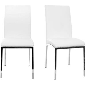 Miliboo Chaises design blanc et acier chrome lot de 2 SIMEA