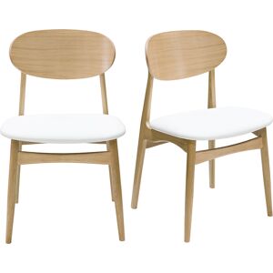 Miliboo Chaises design blanc et bois clair chene massif lot de 2 VICKY