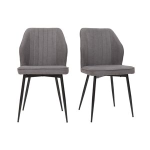 Miliboo Chaises design en tissu effet velours gris et metal noir (lot de 2) FANETTE