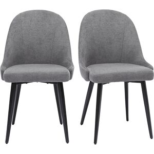 Miliboo Chaises design en tissu effet velours gris et metal noir lot de 2 REEZ