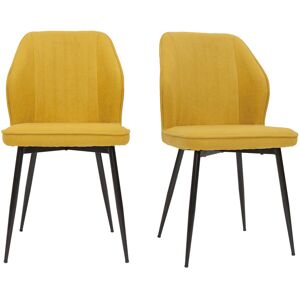 Miliboo Chaises design en tissu effet velours jaune moutarde et metal noir lot de 2 FANETTE