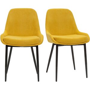 Miliboo Chaises design en tissu effet velours jaune moutarde et metal noir (lot de 2) HOLO