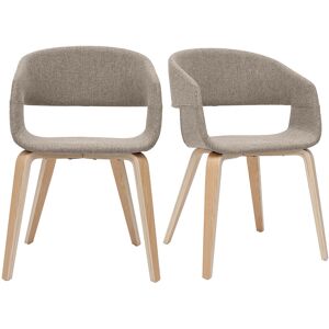 Miliboo Chaises design en tissu taupe et bois clair lot de 2 SLAM