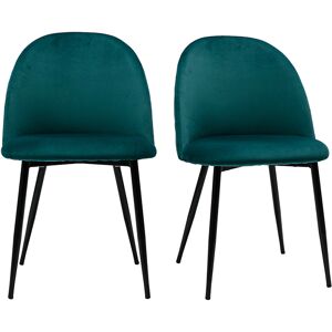 Miliboo Chaises design en tissu velours bleu petrole et metal noir (lot de 2) JOVI