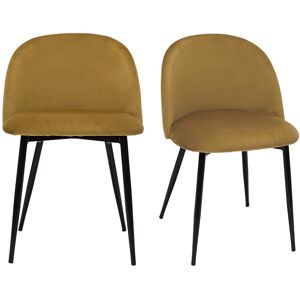 Miliboo Chaises design en tissu velours bronze et metal noir (lot de 2) CELESTE