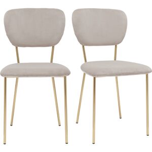 Miliboo Chaises design en tissu velours gaufre taupe et metal dore lot de 2 LEPIDUS