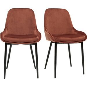 Miliboo Chaises design en tissu velours rouge tomette et metal noir lot de 2 HOLO