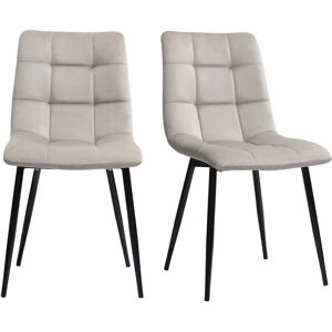 Miliboo Chaises design en tissu velours taupe et metal noir lot de 2 MAXWELL