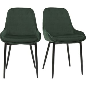 Miliboo Chaises design en tissu velours vert fonce et metal noir lot de 2 HOLO