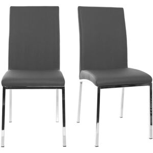 Miliboo Chaises design gris et metal acier chrome (lot de 2) SIMEA