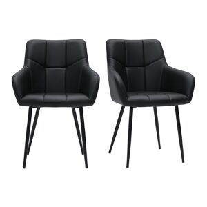 Miliboo Chaises design matelassees noires lot de 2 MONTERO