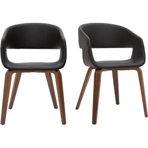 Miliboo Chaises design noir et bois fonce lot de 2 SLAM