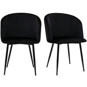 Miliboo Chaises design noires en tissu velours et metal (lot de 2) VANITY