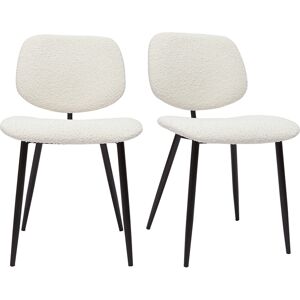 Miliboo Chaises en tissu effet laine bouclee blanc et metal noir (lot de 2) TOBIAS