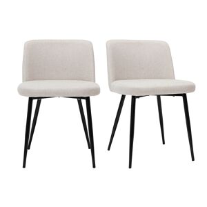 Miliboo Chaises en tissu effet velours texture beige et metal noir (lot de 2) MONTI