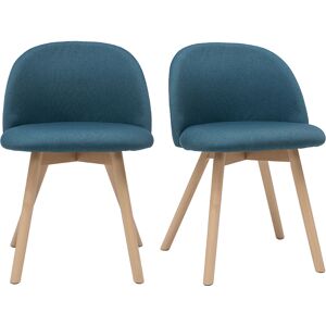 Miliboo Chaises scandinaves en tissu bleu canard et bois clair massif (lot de 2) CELESTE